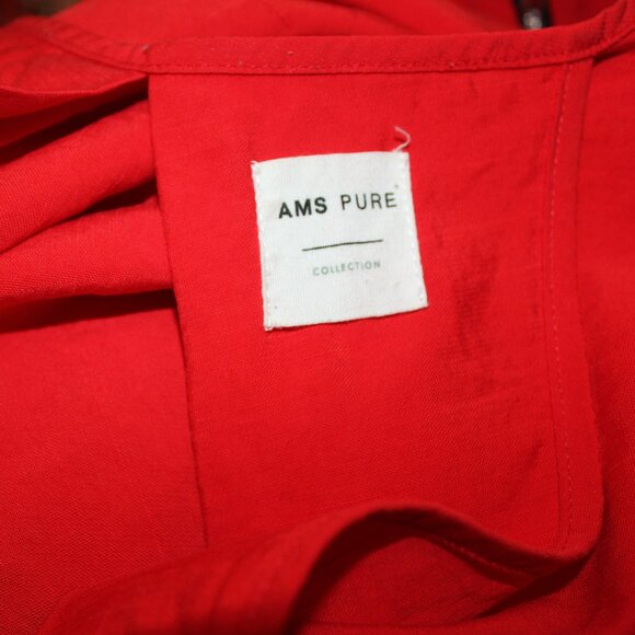 AMS Pure Collection red back zip short sleeve 2 pockets Made in Spain size 12 - Picture 5 of 8
